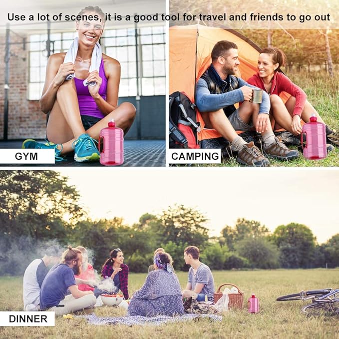 FILFEEL 2L Large Bottle BPA Plastic Kettle Drinking Container with Handle for Outdoor Training Party Fitness Gym Sports (PET)