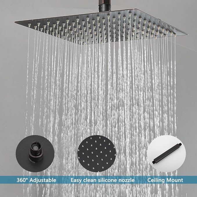 10 Inch Ceiling Mounted Shower System Rain Mixer Shower Combo Set Rainfall Shower Head System ‎Oil Rubbed Bronze Shower Faucet Rough-in Valve Body and Trim Included