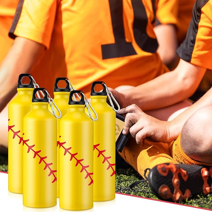 Uiifan 12 Pcs Softball Gift Leak Proof Aluminum Water Bottle Lightweight Bike Water Bottle Reusable Water Bottle with Twist Cap Buckle Travel Sports Bottle Softball Accessories for Camping Gym