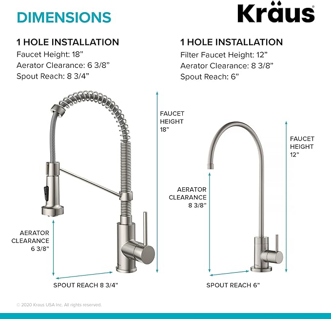 Kraus KPF-1610-FF-100CH Bolden Commercial Style Pull-Down Kitchen Purita Water Filter Faucet Combo, Chrome