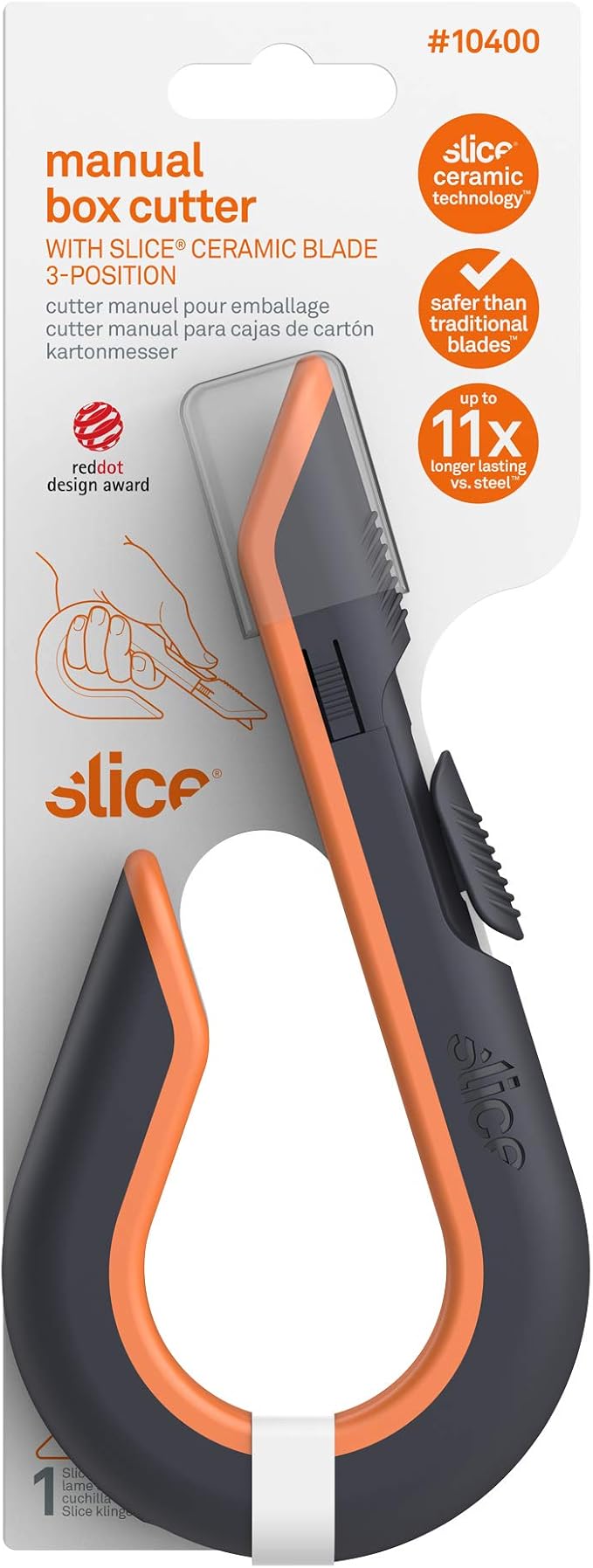 Slice 10503 Box Cutter, Retractable, Utility Knife, Finger Friendly edge, Stays Sharp up to 11x Longer Than Metal , 6 Pack