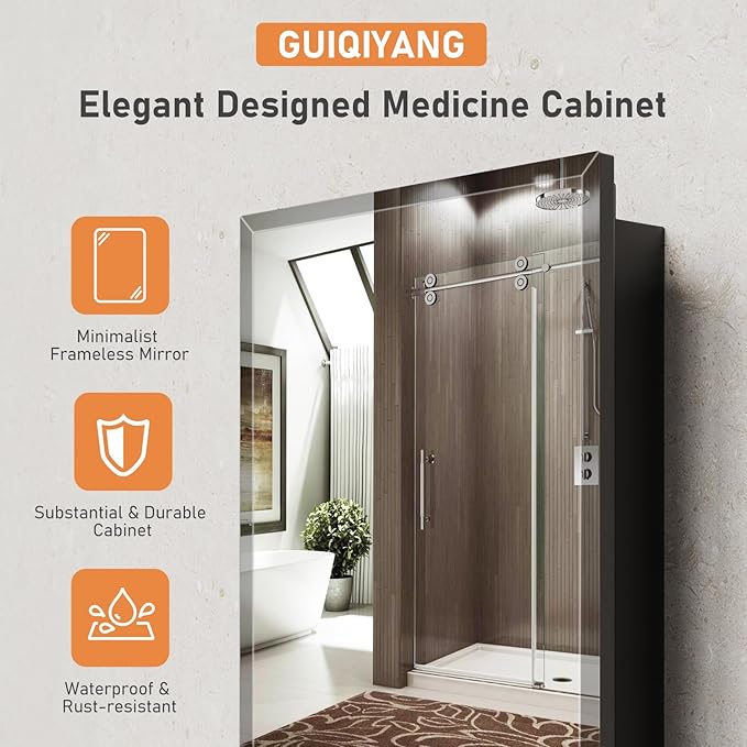 16X24 Inches Medicine Cabinet, Wall Mounted Bathroom Cabinet wirh Beveled Mirror, Recessed or Surface Medicine Cabinet with Storage