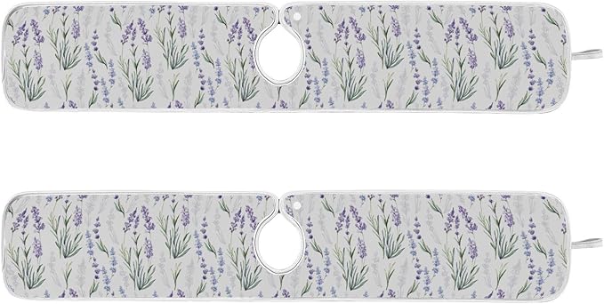 Kitchen Faucet Absorbent Mat,Lavender Flower Water Splash Guard for Sink, Faucet Drip Catcher Thicken Sponge Microfiber Faucet Water Catcher Mat Sink Absorbent Mat for Kitchen 23x5in 2 Pack