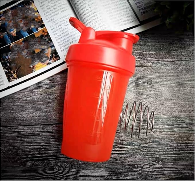 Shaker Bottle for Protein Powder w. Classic Loop Top & BPA free,Secure Screw-On Lid, Stay Open Flip Cap,BPA Free-16oz (Whole Red-16Oz-400ML)
