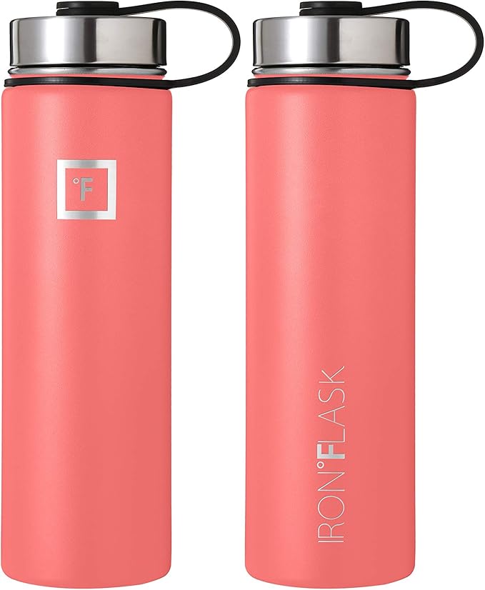 Iron Flask Sports Water Bottle - 22 Oz, 3 Lids (Straw Lid), Vacuum Insulated Stainless Steel, Hot Cold, Modern Double Walled, Simple Thermo Mug, Hydro Metal Canteen (Peach)