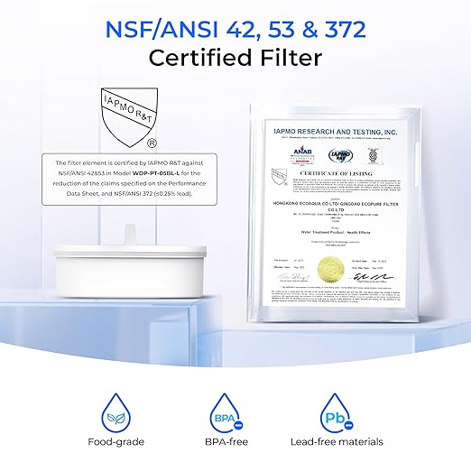 Waterdrop Glass Water Filter Pitcher with 1 Filter, Eco-Friendly, with NSF 53&42&372 Certified Filter, 7-Cup, Reduces PFOA/PFOS, Chlorine, Cadmium, Copper, Mercury, BPA Free, Easy to Clean, Black
