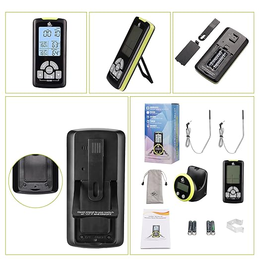 AIMILAR Remote Meat Thermometer for Cooking - Dual Probes Digital Meat Temperature Thermometer Magnetic for Grilling and Smoking with Clip Timer Alarm for Kithen Oven