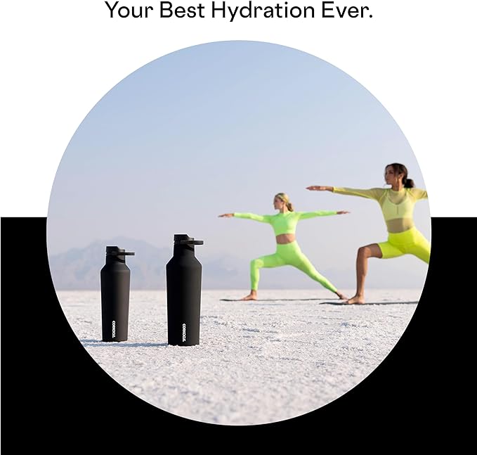 Corkcicle Sport Canteen Insulated Tumbler, Black, 32 oz – Reusable Water Bottle Keeps Beverages Cold for 25 Hours & Hot 12 Hours – Cupholder Friendly Tumbler with Screw-On Cap