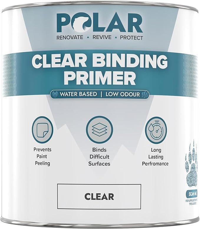 Polar Clear Binding Primer - 33 Fl Oz - High-Adhesion Primer for Drywall, Plaster, Cement, Stucco & Wood - Interior & Exterior Clear Base Coat & Paint Prep