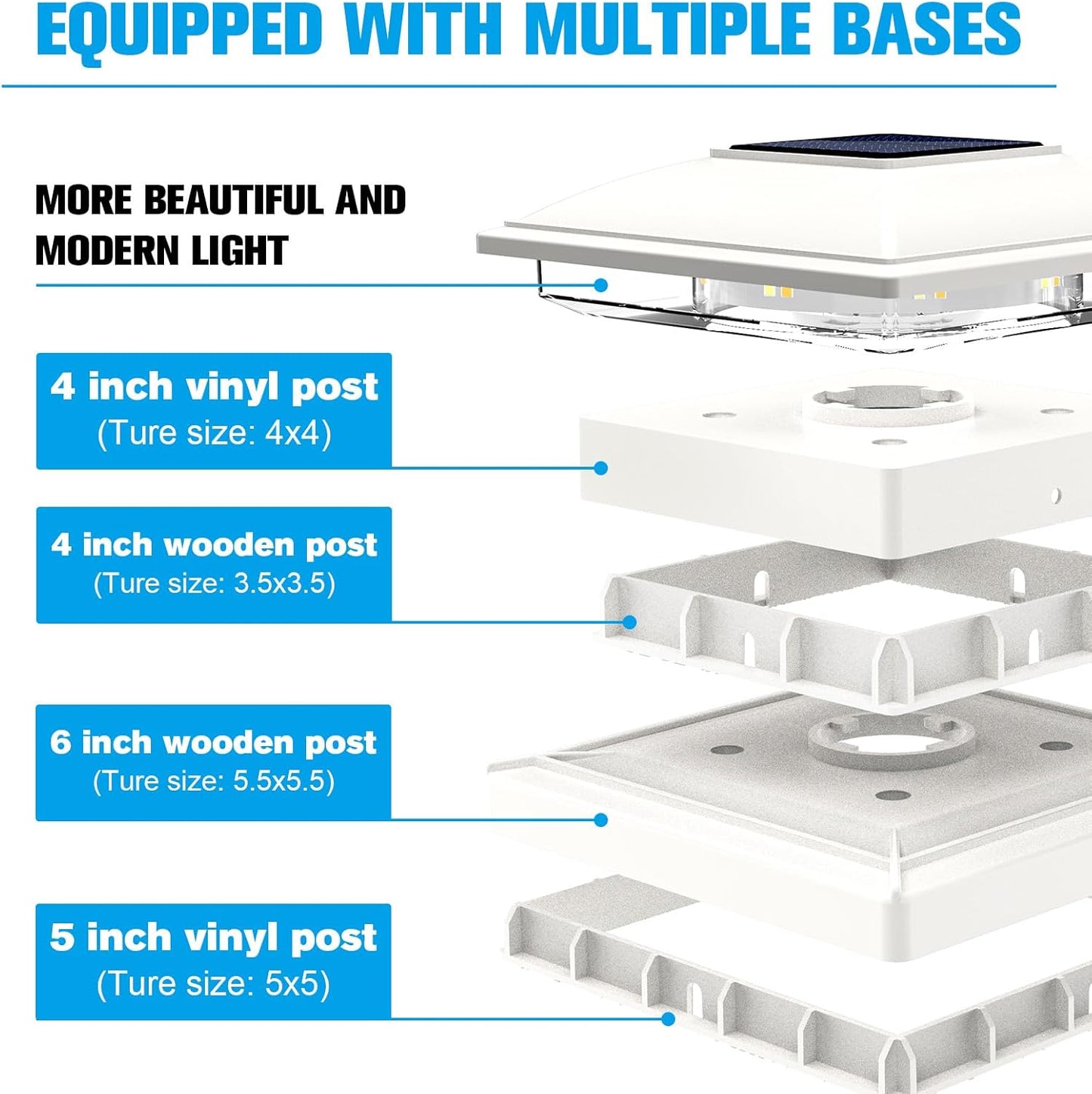 VOLISUN Solar Post Cap Light Outdoor Waterproof 12pack,Solar Fence - Post Lights for 4x4 5x5 6x6 Wooden/Vinyl Post,White Deck Cap Light Solar Powered with Warm White for Garden/Patio/Porch