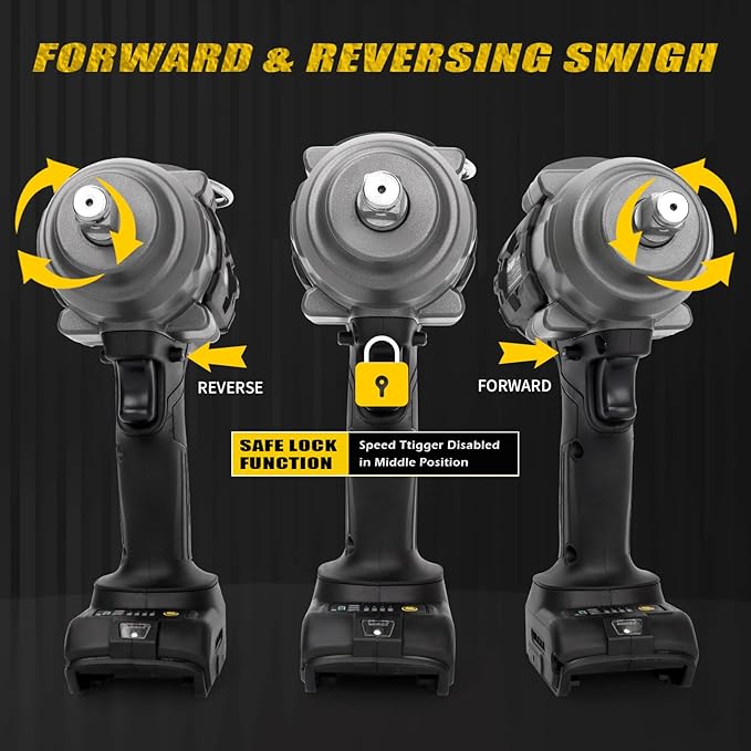 Cordless Impact Wrench 1/2" for DeWalt 20V MAX Battery, Impact Wrench 1000FT-LBS(1360N.m) High Torque Brushless Electric Impact, with 4 Modes Power Impact Driver for Car, Truck, Mower (No Battery)