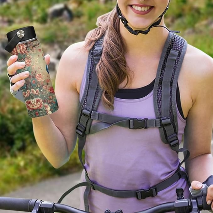 Peacocks Insulated Water Bottle 20 Oz Stainless Steel Leak Proof Vacuum Lightweight Keeps Cold and Hot Great for Travel Hiking Biking Running