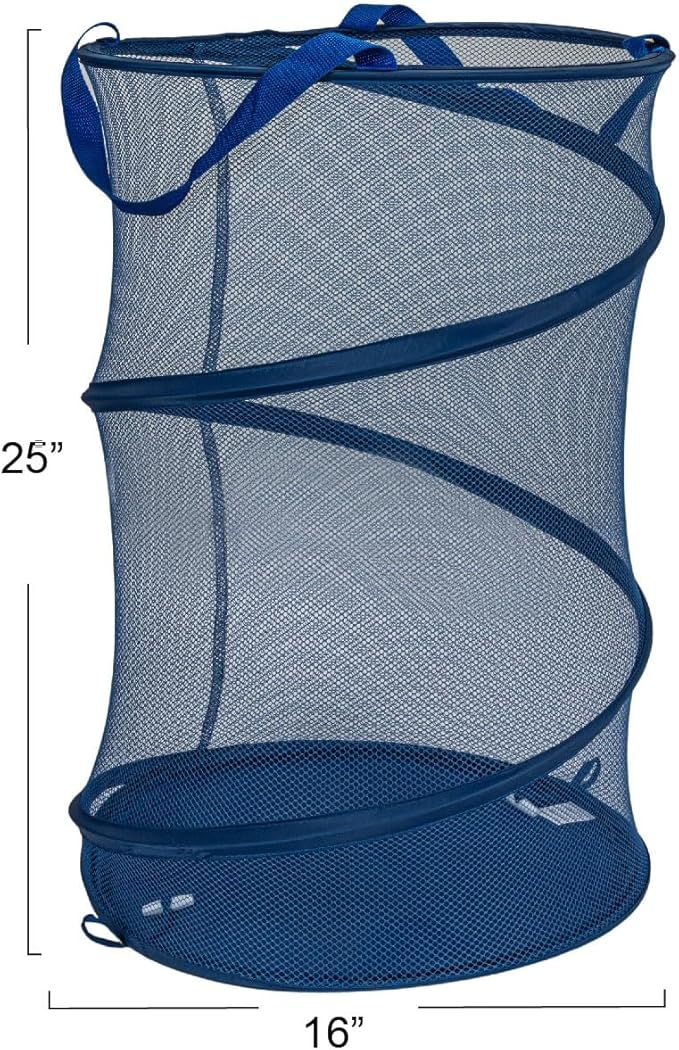 Household Essentials Pop-Up Mesh Laundry Hamper, Blue
