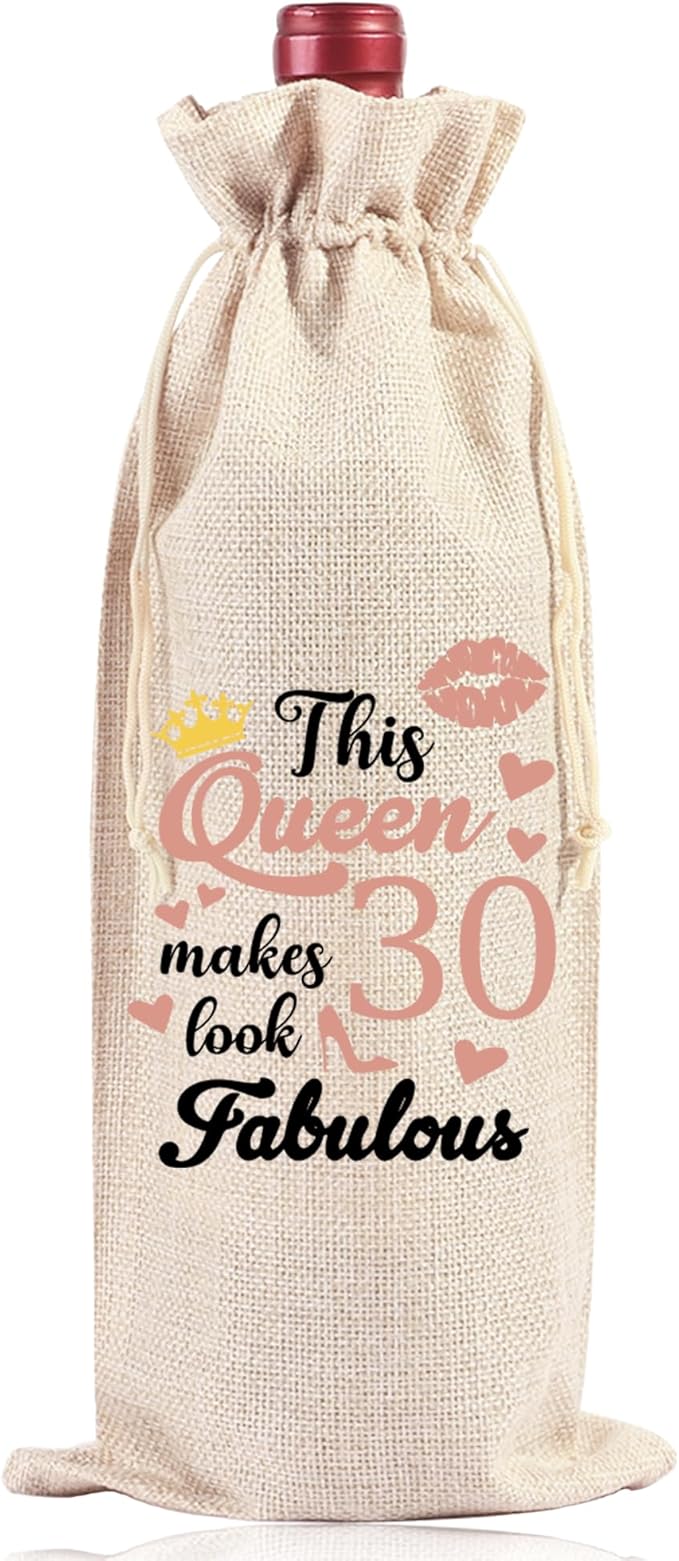 Happy Birthday Wine Bag Gift - 30th Birthday Gift Red Wine Bag, 30th Birthday Gift, Ideas Happy 30th Birthday Decor, 30 Years Old Birthday Party Decoration Wine Bag Gifts for Women Men