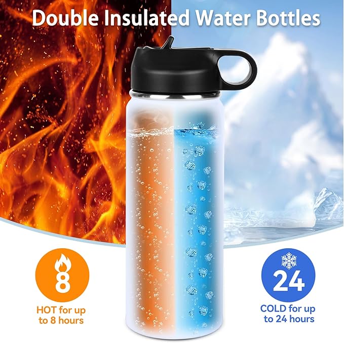 Football Gifts for Boys 6-8 8-12 12-14,Football Water Bottles and 50PCS Stickers Dirp Stuff for Kid Player Lovers(18OZ)