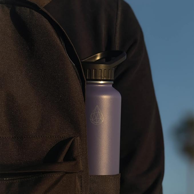 37 oz Insulated Water Bottles with Twist Cap, Stainless Steel Water Bottle, Leak Proof Metal Water Bottle, Resuable Thermos BPA Free Flask, Purple