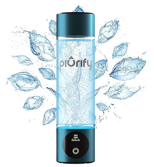 Hydrogen Water Bottle - Turquoise. Food Grade Body Tumbler; SPE/pem Technology, Generates Real 3000ppb Pure Hydrogen Rich Concentration. Dupont Membrane, Purification Vent, OLED Display.