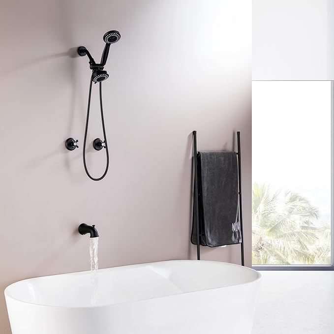 2 Handle Shower Faucet Set with Tub Spout Matte Black Two Handle Tub and Shower Faucets Sets Complete 2 Knod Tub and Shower Trim Kit