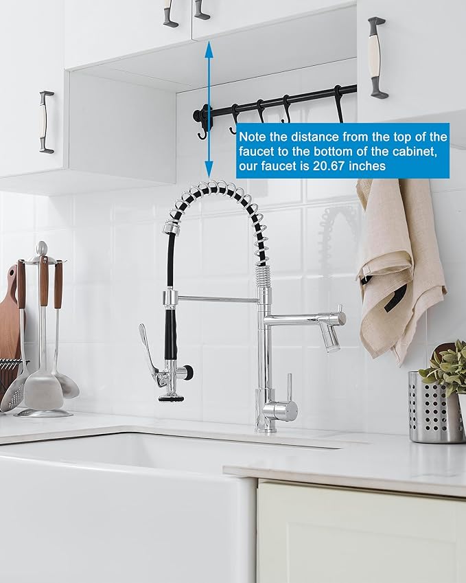 Fapully Kitchen Faucet with Pull Down Sprayer,Commercial Single Handle Kitchen Sink Faucet with LED Light Chrome