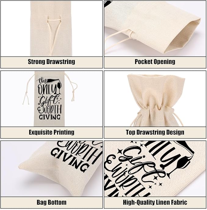 Funny Wine Quotes Wine Bag Wine Tasting Party Supplies for Wine Lovers Women Men Coworker Groom Friend Christmas Birthday Wedding Bachelorrette Party Wine Bags