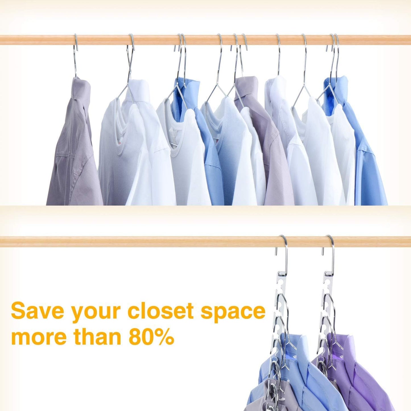 HOUSE DAY Space Saving Hangers for Clothes 20 Pack, Heavy Duty Hanger Organizer | 30 Lbs Capacity |, Metal Magic Hanger, Sturdy Multi Hangers, Closet Space Saver Closet Organizers and Storage