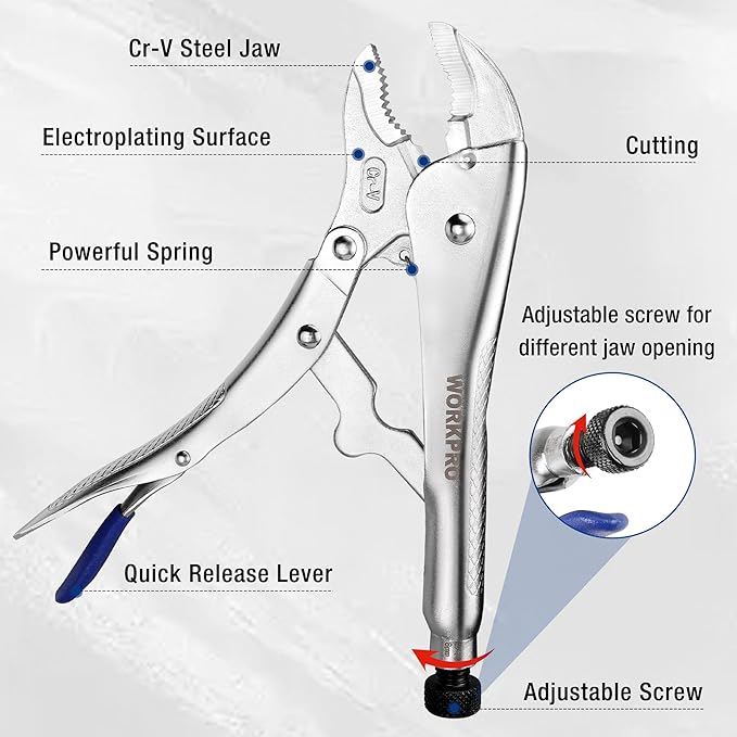 WORKPRO 3-Piece Plier Set - Long Nose, Curved Jaw, Fast Release with Hex Keys