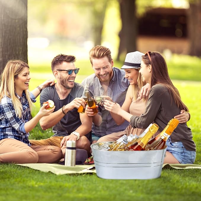 Galvanized Tub 2 Pcs 3 Gallon Metal Beverage Ice Buckets for Parties Drink Wine Beer Champagne Vintage Tin Large Buckets with Scoops for Cocktail Mimosa Bar Supplies