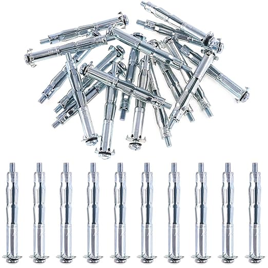 Glarks 30Pcs 5x65MM Heavy Duty Zinc Plated Steel Molly Bolt Hollow Drive Wall Anchor Screws Set for Drywall, Plaster and Tile (M5x65)
