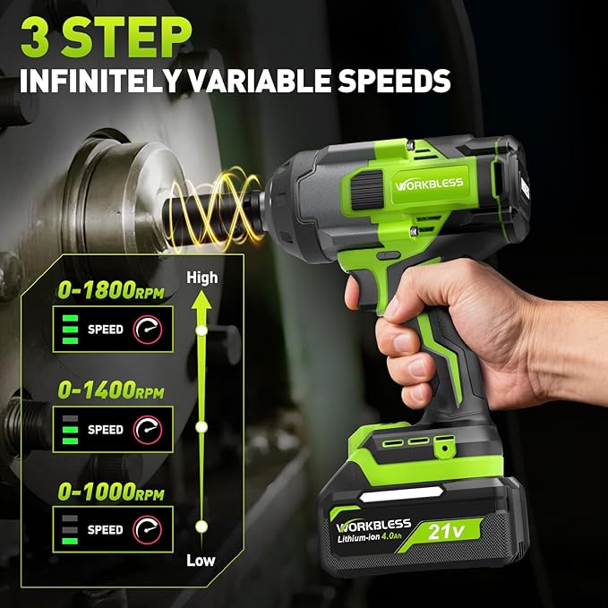 1/2 Impact Gun, 1500Nm (1100Ft-lbs) High Torque Brushless, Cordless Impact Wrench with 20V 4Ah Battery, 3-Speed, 4 Cr-V Sockets, LED Light, Variable Speed, Electric Wrench for Car Tire, Mower Lug Nut