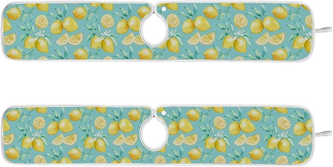 Kitchen Faucet Absorbent Mat,Lemon Fruit Summer Water Splash Guard for Sink, Faucet Drip Catcher Thicken Sponge Microfiber Faucet Water Catcher Mat Sink Absorbent Mat for Kitchen 14x5in 2 Pack