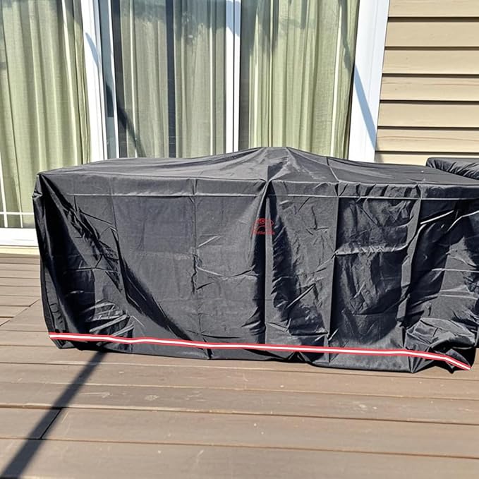 Turtle Life Patio Furniture Sets Cover, Heavy Duty Rectangular Durable Waterproof Outdoor UV Resistant Anti-Fading Dining Table Chairs Furniture Cover, Black, 128"L x 82"W x 29"H