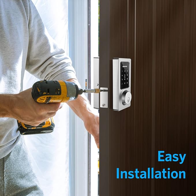 Keyless Entry Door Lock, Smart Deadbolt Lock with Bluetooth App, Electronic Keypad, IC Card, Spare Keys, Security Waterproof Smart Lock Easy Install USB Ideal for Home Use, Office, Hotel.(Sliver)