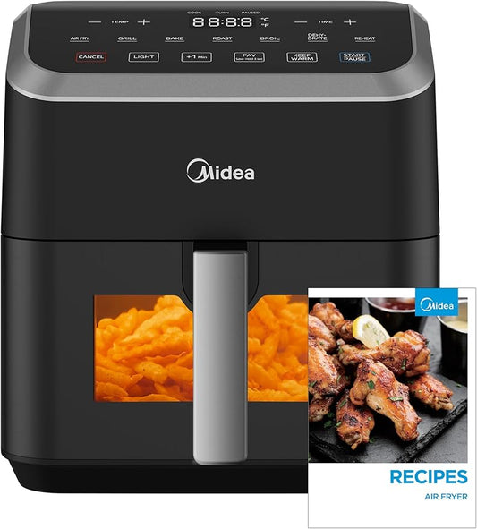 Midea Air Fryer 5.5 Quart with See-Thru Window, Heatexpress Rapid Air Technology, and 9 Preset Menus for Quick and Easy Meals