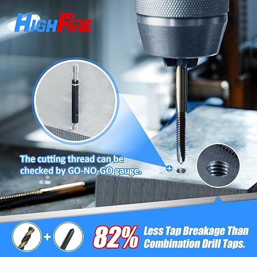 HighFire 22-Piece Hex Shank Drill and Tap Set for Metal, Impact Drill Bit Set, Upgrade Combination of Drill and Tap Set 6-32 UNC to 1/4-20 UNC, MRO & Industrial Grade, DIY Hex Screwdriver