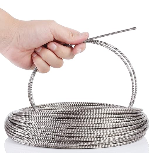 BLIKA 500FT 1/8" Stainless Steel Cable with Cutter, T316 Marine Grade, Stainless Steel Wire Rope 7x7 Strand Construction, 1850lbs Breaking Strength Aircraft Cable for Deck Cable Railing, Silver