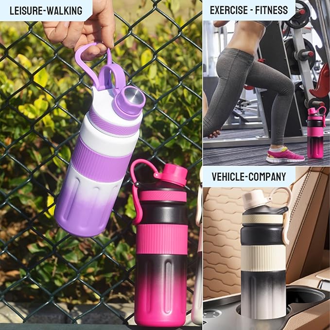 Comeon Insulated Stainless Steel Water Bottle with Lid, 24 OZ Leak Proof Vacuum Sports Water Flask for Gym, Travel, Bike, Camping