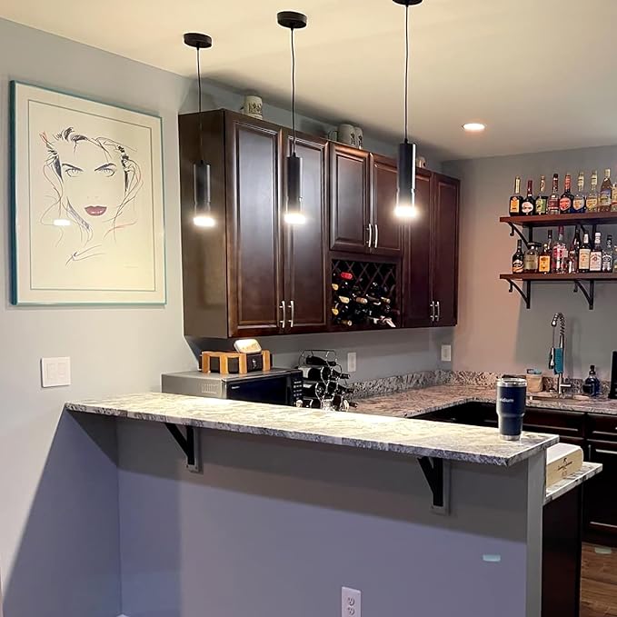 OKELI Pendant Lights, Modern Black Pendant Lights Fixture,3 Color Unique LED Pendant Lighting for Kitchen Island Bar,20W,3000-6000K, ETL(3Pack)