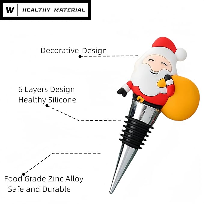 Xmas Decorative Wine Stopper,Cool Wine Bottle Stoppers for Glass Bottles,Crystal Bottle Stopper Fits Standard Bottles,Fancy Decors Wine Tools (Xmas3)