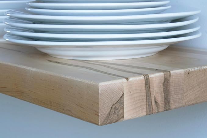 Urban Legacy Deep Floating Shelves | Wormy Maple with Furniture Grade Clear Coat | Low Profile Brackets | Set of 2 (48" x 11" x 2")