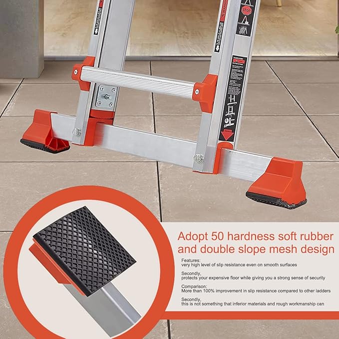 Ladder, A Frame 5 Step Ladder Extension, 17 Ft Anti-Slip Multi Position Ladder, Storage Folding Ladder, 330 lbs Security Load Telescoping Aluminum Ladders for Stairs Home Indoor Outdoor Roof