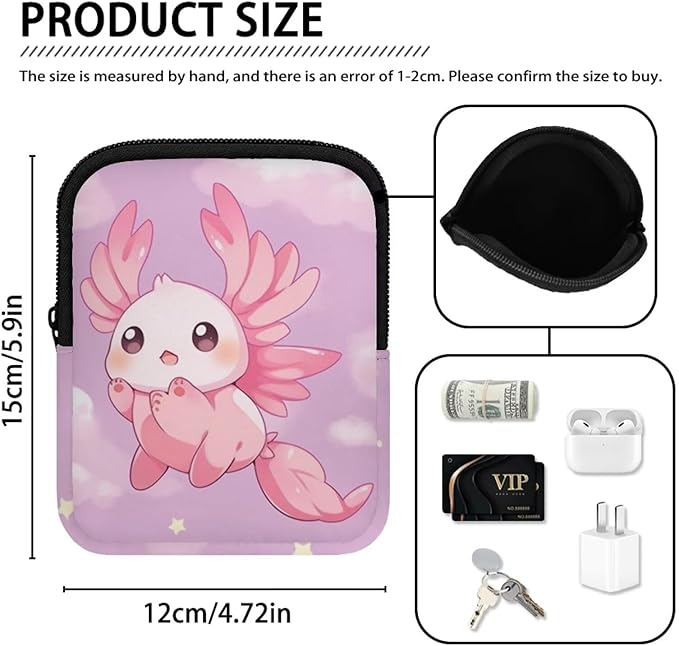 Axolotl Stanley Cup Pouch with Adjustable Strap Water Bottle Storage Bag for 40oz IceFlow Tumbler Pouch for Stanley Accessories Purple