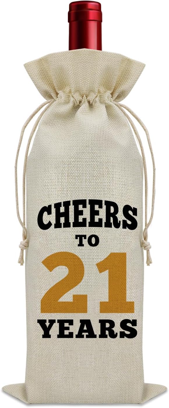 Sazuwu 21st Birthday Gifts for Her Him Wine Bag 21 Year Old Birthday Gifts for Son Daughter Wine Bottle Storage Bag 21 Year Anniversary for Couple Wine Accessories Gifts for Wine Lovers