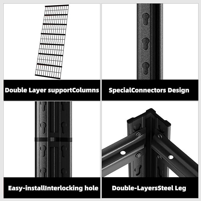 62" W x 24" D x 72" H Garage Shelving Heavy Duty Metal Shelving 3500LBS Storage Shelves Adjustable Metal Shelves for Storage Industrial Garage Shelves for Warehouse Basement (5T 72*62*24)