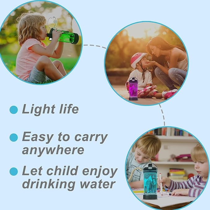 Horse Gifts for Girls, Girl Horse Water Bottle with 3D Glowing Led Light Travel Cups -Tritan BPA Free, Horse Gifts for Birthday, Christmas, Back to School for Child Kids Teens Granddaughter