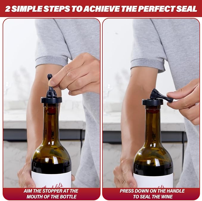 Wine Stopper，10 Pack Wine Stoppers for Wine Bottles，Plastic Vacuum Wine Bottle Stopper Wine Saver with Airtight Seal，Wine Topper Keep Wine Fresh Wine Bottle Sealer Set
