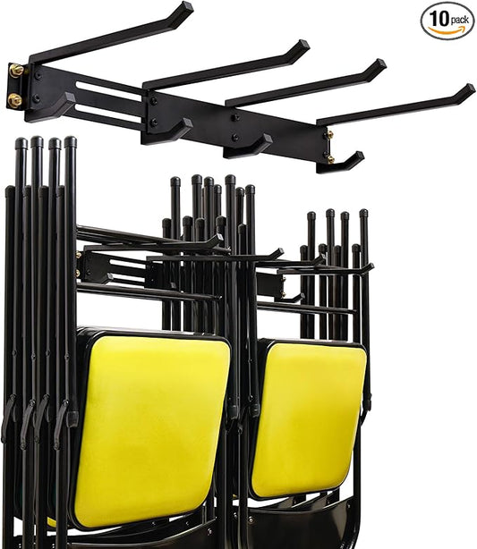 Folding Chair Storage Hangers Garage Wall Mounted, Heavy Duty Garden Tool Storage Rack, Garage Hooks for Ladders, Chairs, Shovels, Broom, Power Tools,Holds up to 300 lbs