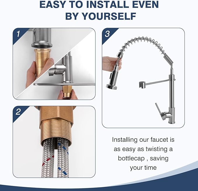 Kitchen Faucets Brushed Nickel,Kitchen Sink Faucets,Kitchen Faucet with Pull Down Sprayer Brushed Nickel Kitchen Faucet for Kitchen Sink RV Stainless Steel Kitchen Faucet Single Hole Kitchen Faucet