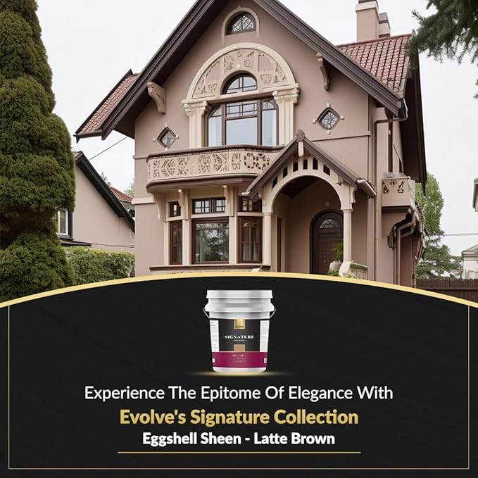 EVOLVE Signature Paint & Primer: Luxury Paint & Primer for Indoor & Outdoor Surfaces, Minimal Odor, Eggshell Sheen (Café Latte Brown, 5 Gallon)