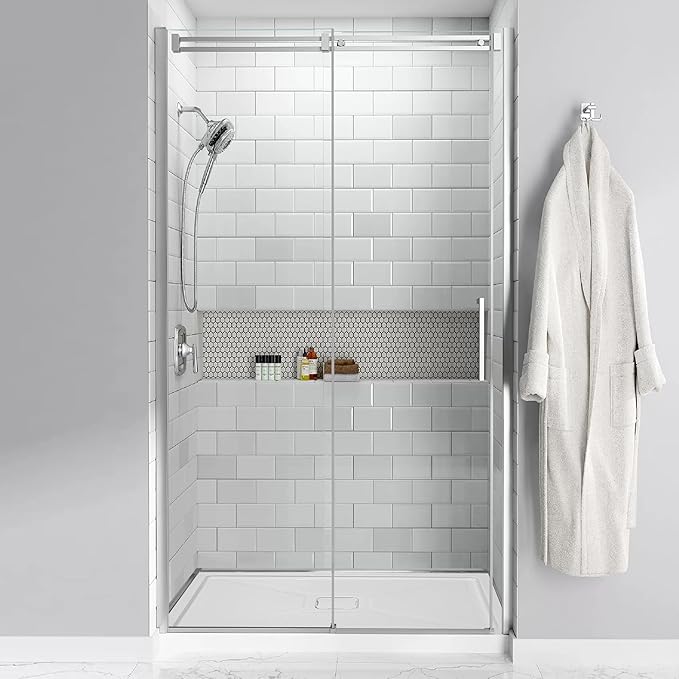 Shower Base in White Left Drainer Cover, Rectangular Shower Pan 48 "×32"×2.8", Anti-Slip Acrylic Shower Base for Bathroom