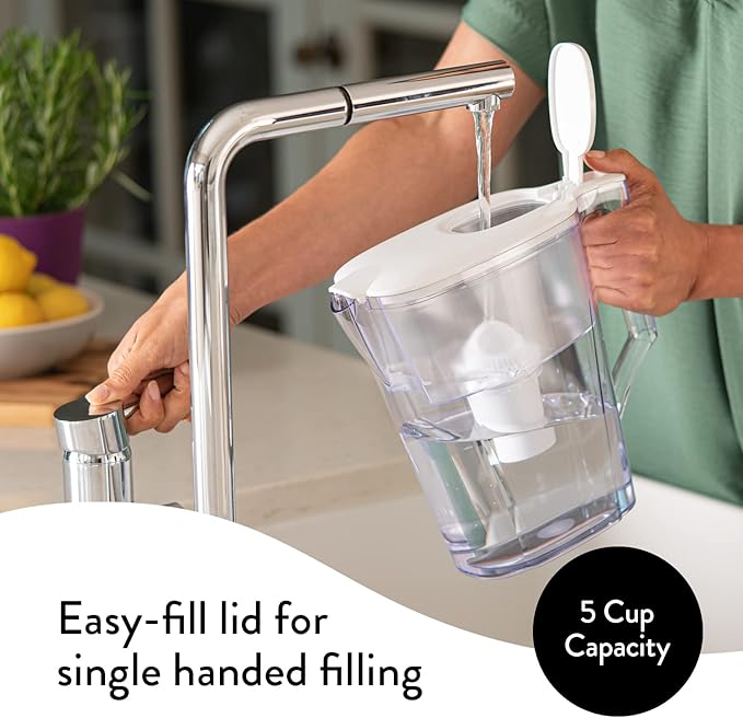 Aqua Optima Liscia Jug Water Filter Pitcher with 3 Universal Filters (White)